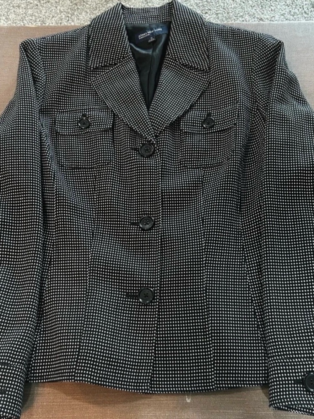 Jones New York Black & White Dot-Print Women's Blazer